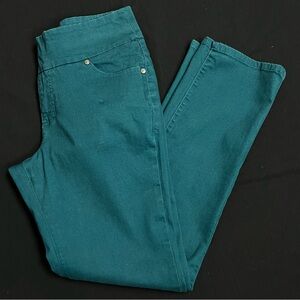 Jag Jeans Women’s Sz 16 Stretch Denim Pull On High Rise Slim Leg Juniper Green